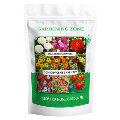 Gardening Zone Summer Flower Seeds Combo | 9 Varieties,+ High-Germination Seeds | Easy to Grow for Home & Outdoor Gardening