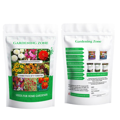 Gardening Zone Summer Flower Seeds Combo | 9 Varieties,+ High-Germination Seeds | Easy to Grow for Home & Outdoor Gardening