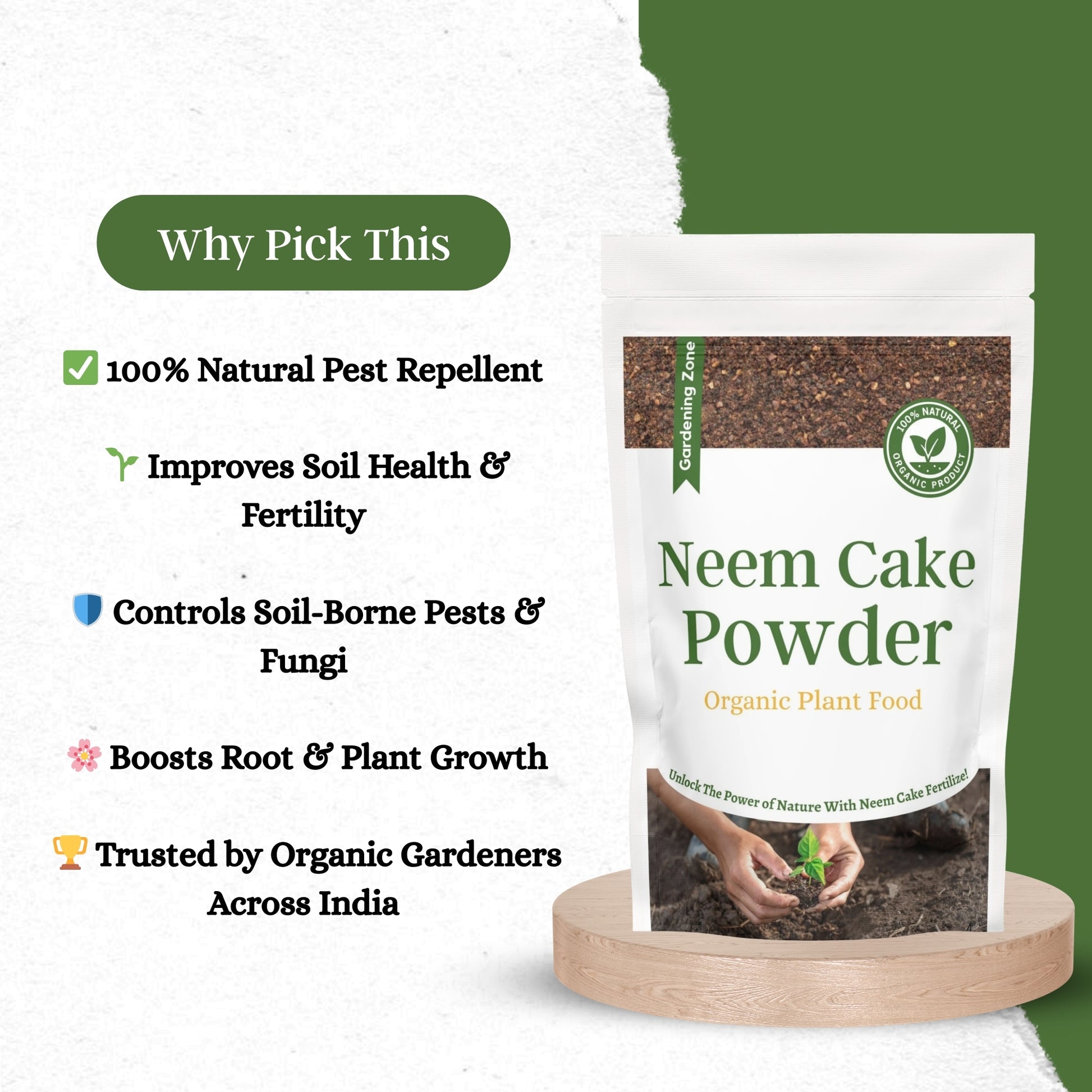 Gardening Zone 400Gram Neem Cake Fertilizer – Natural Pest Control & Soil Enricher