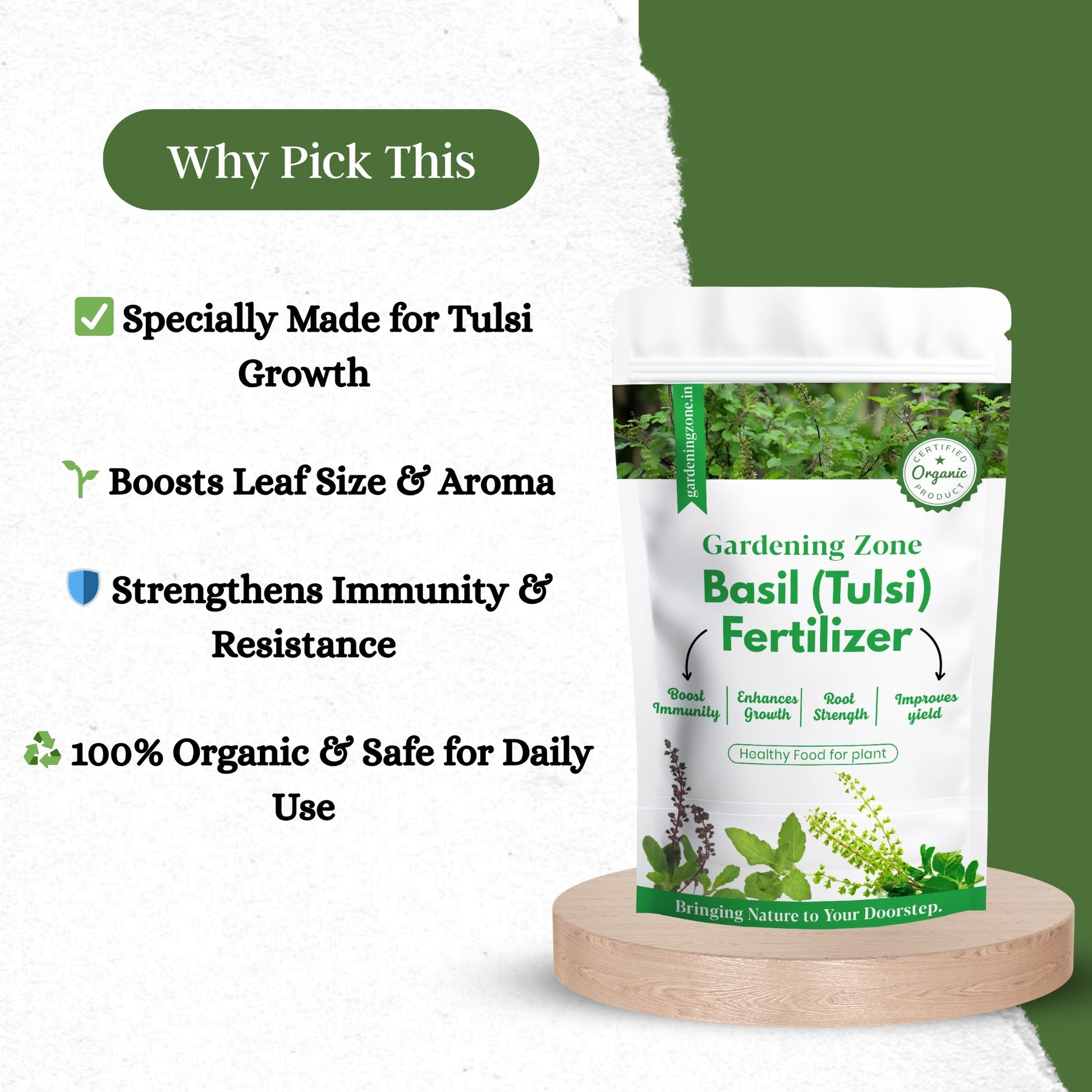 Gardening Zone Premium 400Gram Tulsi Plant Fertilizer β 100% Organic Growth Booster for Healthy & Lush Tulsi π±