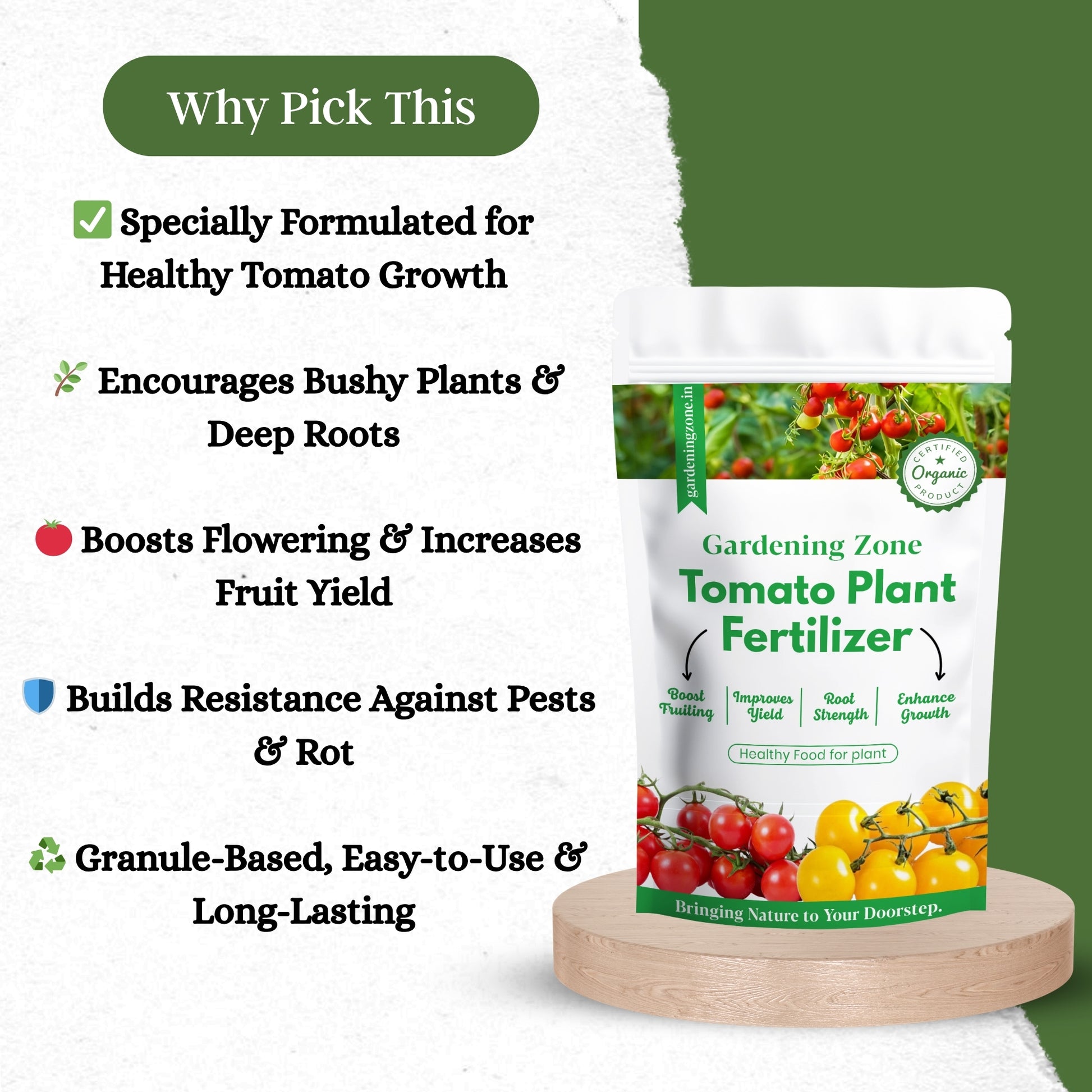 Gardening Zone 400Gram Tomato Fertilizer β 100% Organic Growth Booster for Juicy & Healthy Tomatoes π±