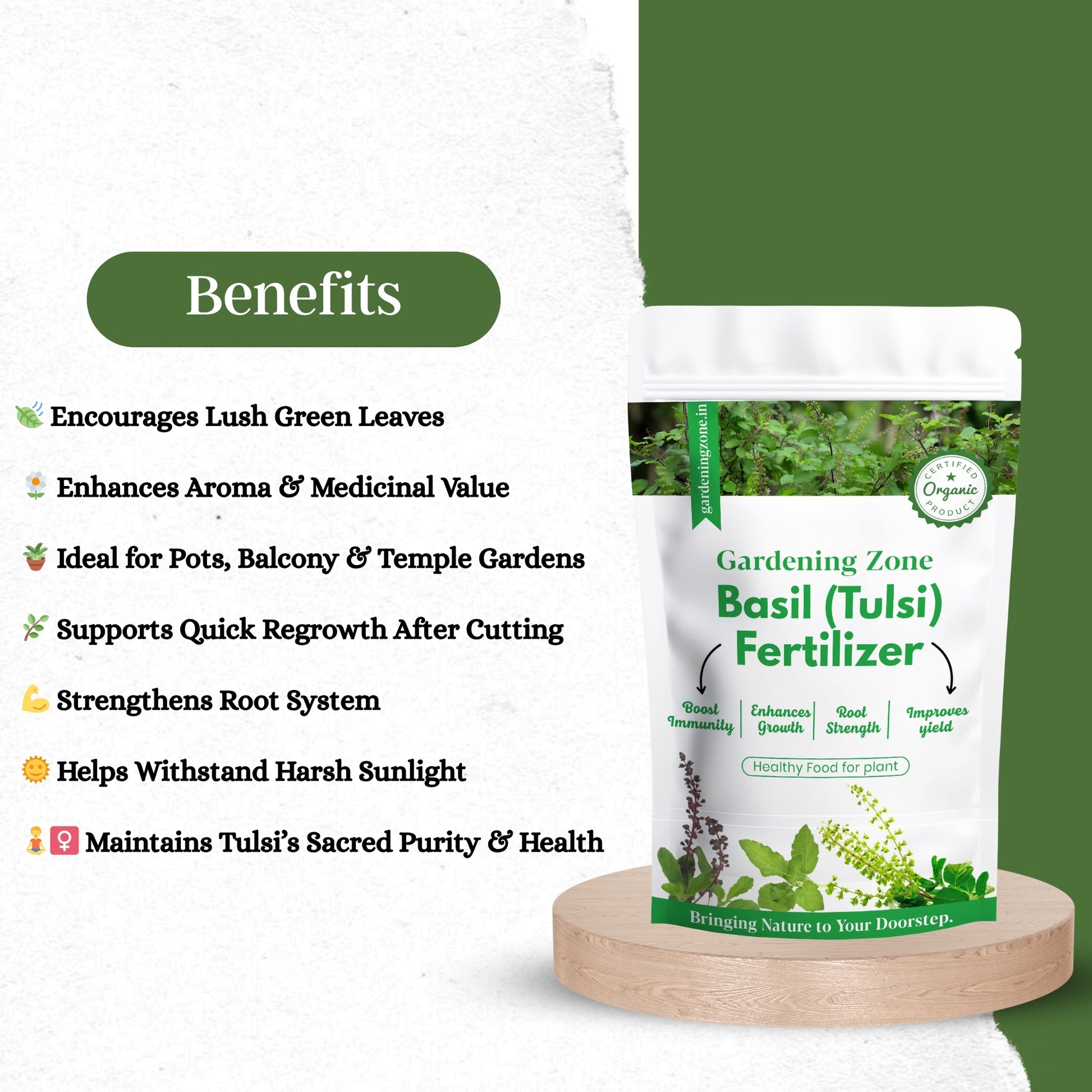 Gardening Zone Premium 400Gram Tulsi Plant Fertilizer β 100% Organic Growth Booster for Healthy & Lush Tulsi π±