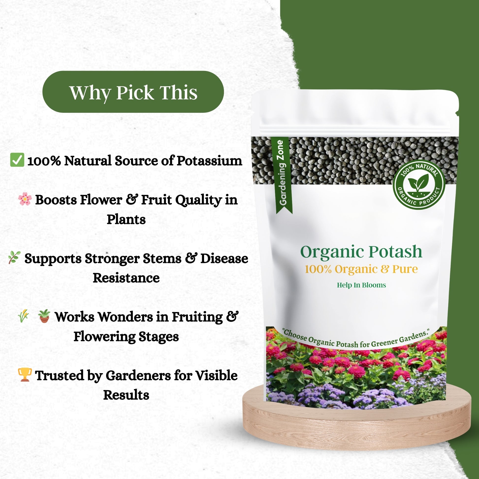 Gardening Zone 400Gram Organic Potash Granules – Boosts Flowering & Fruiting