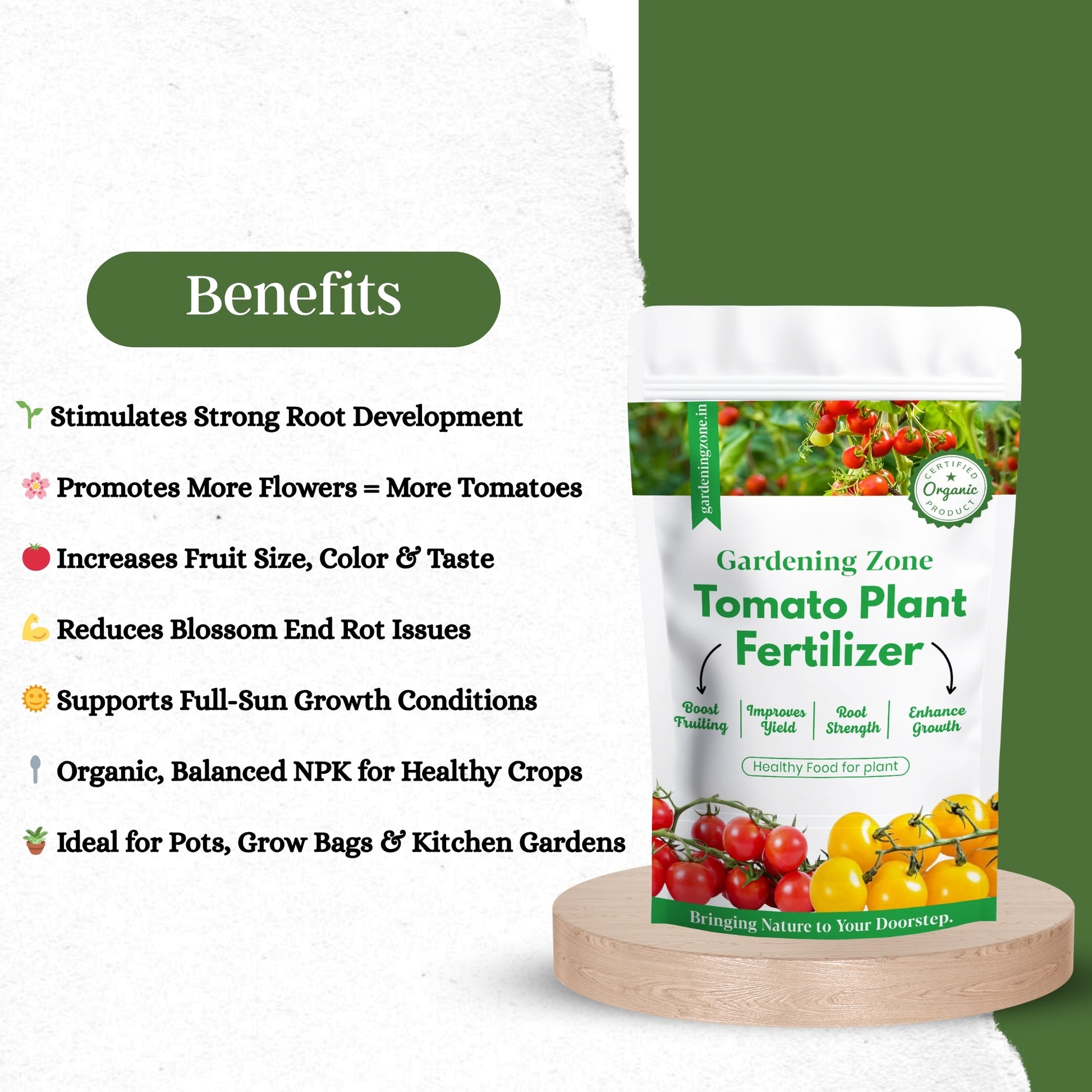 Gardening Zone 400Gram Tomato Fertilizer β 100% Organic Growth Booster for Juicy & Healthy Tomatoes π±