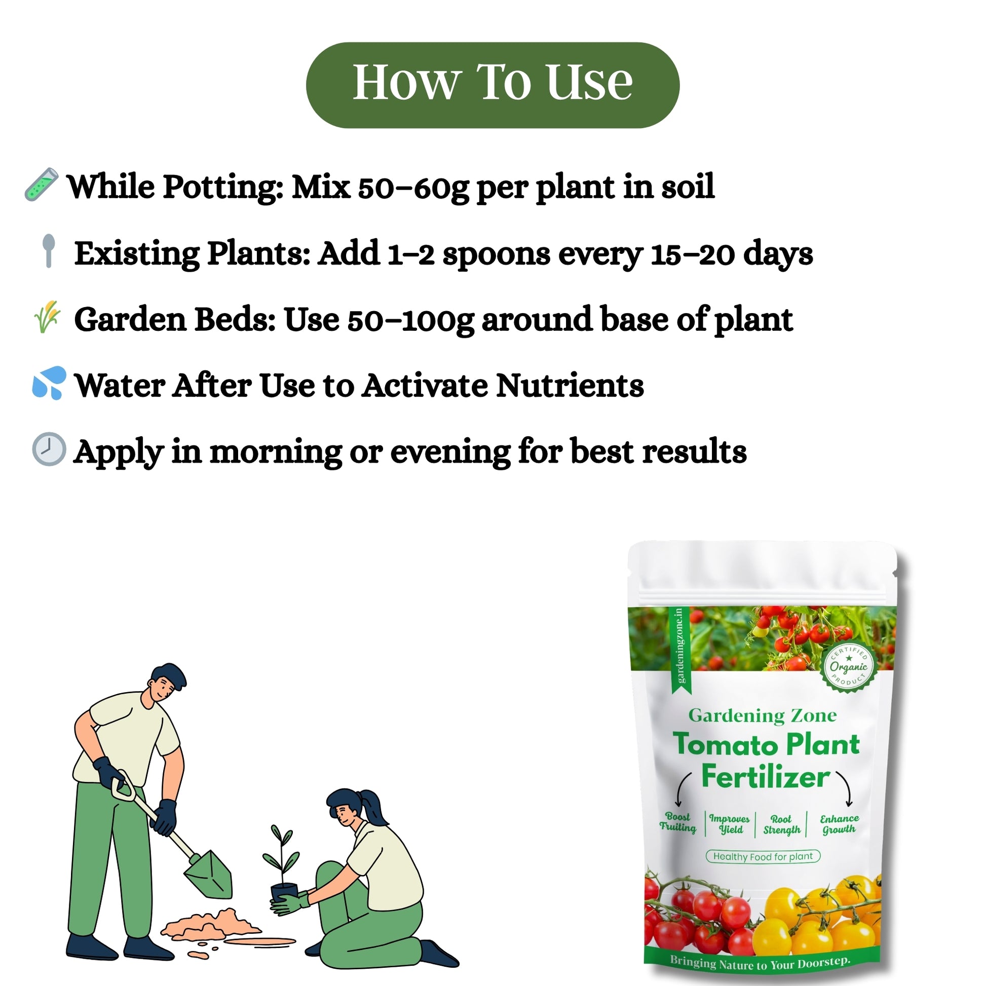 Gardening Zone 400Gram Tomato Fertilizer β 100% Organic Growth Booster for Juicy & Healthy Tomatoes π±