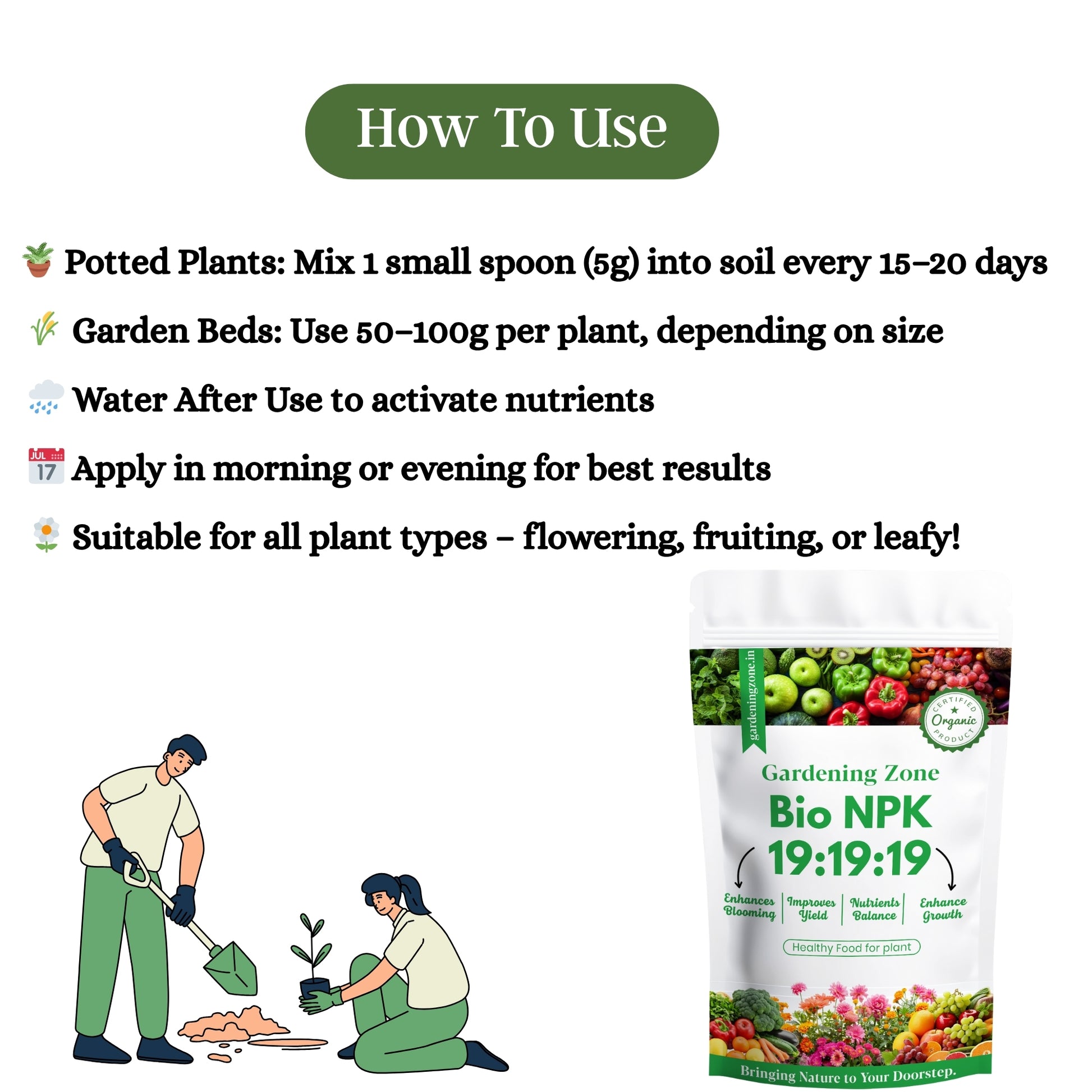 Gardening Zone 400Gram Bio NPK 19-19-19 – Complete Plant Nutrition for Faster Growth! 🌱✨