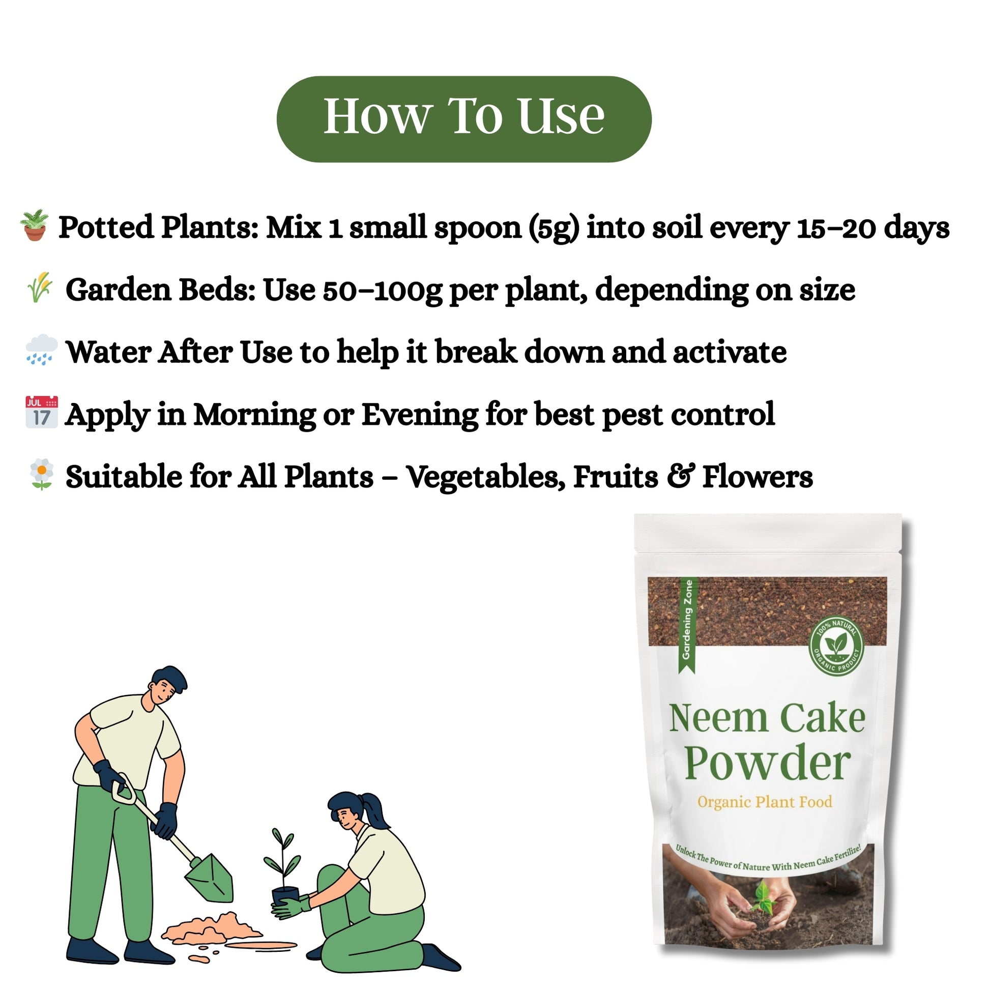 Gardening Zone 400Gram Neem Cake Fertilizer – Natural Pest Control & Soil Enricher