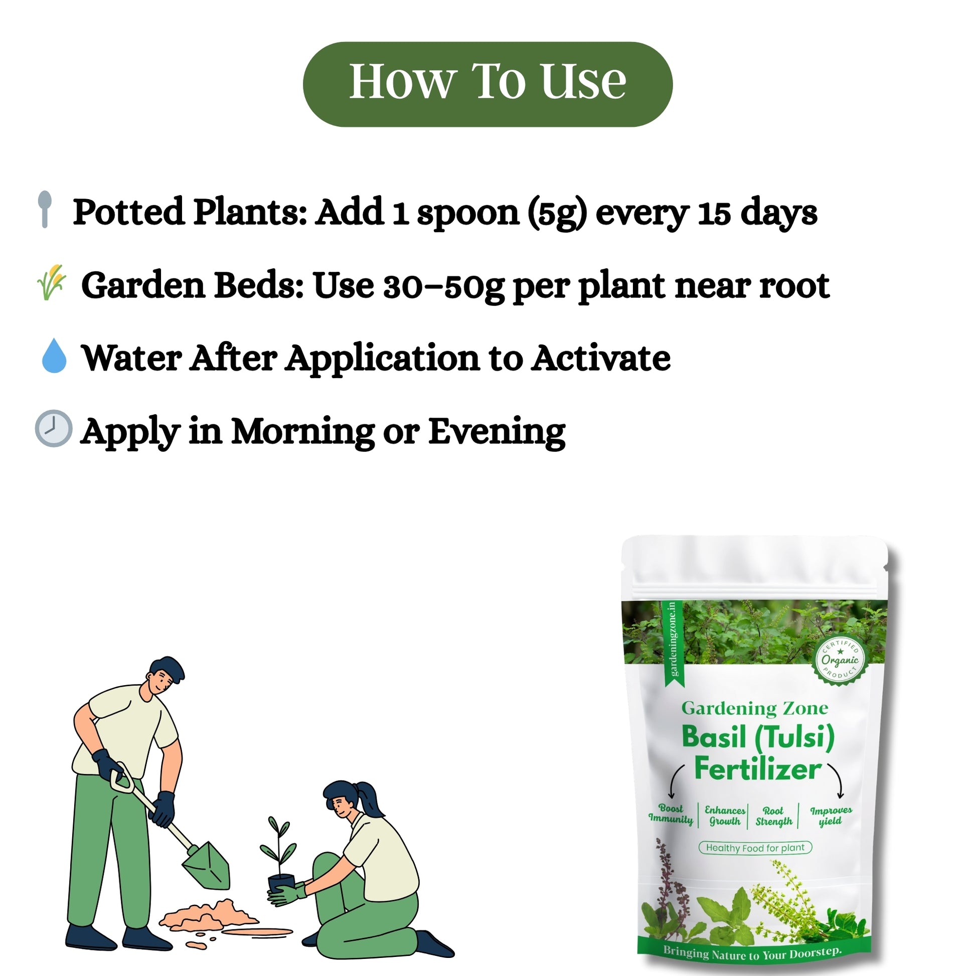 Gardening Zone Premium 400Gram Tulsi Plant Fertilizer β 100% Organic Growth Booster for Healthy & Lush Tulsi π±