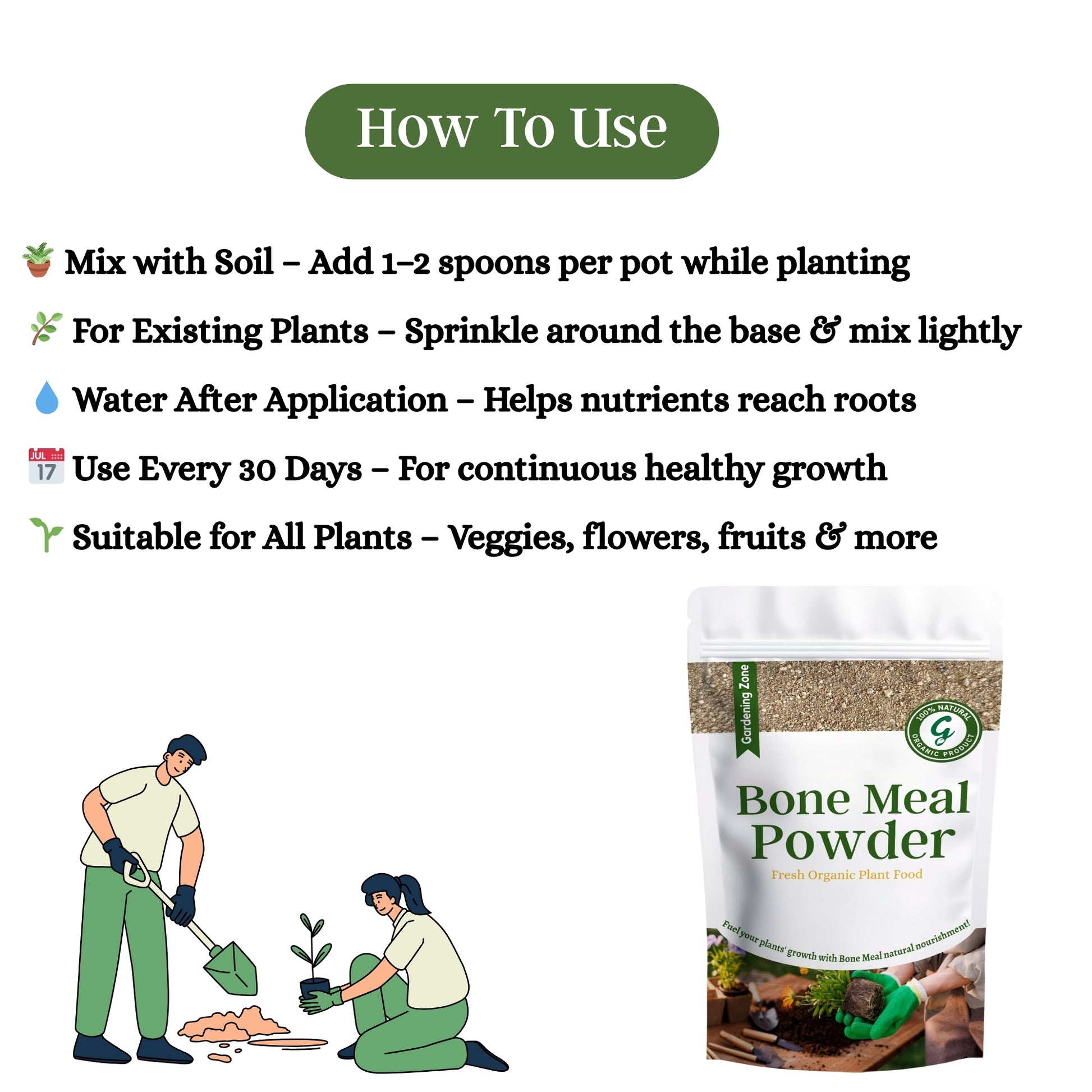 Gardening Zone 400Gram Steam Bone Meal – Natural Phosphorus-Rich Fertilizer for Healthy Root Growth