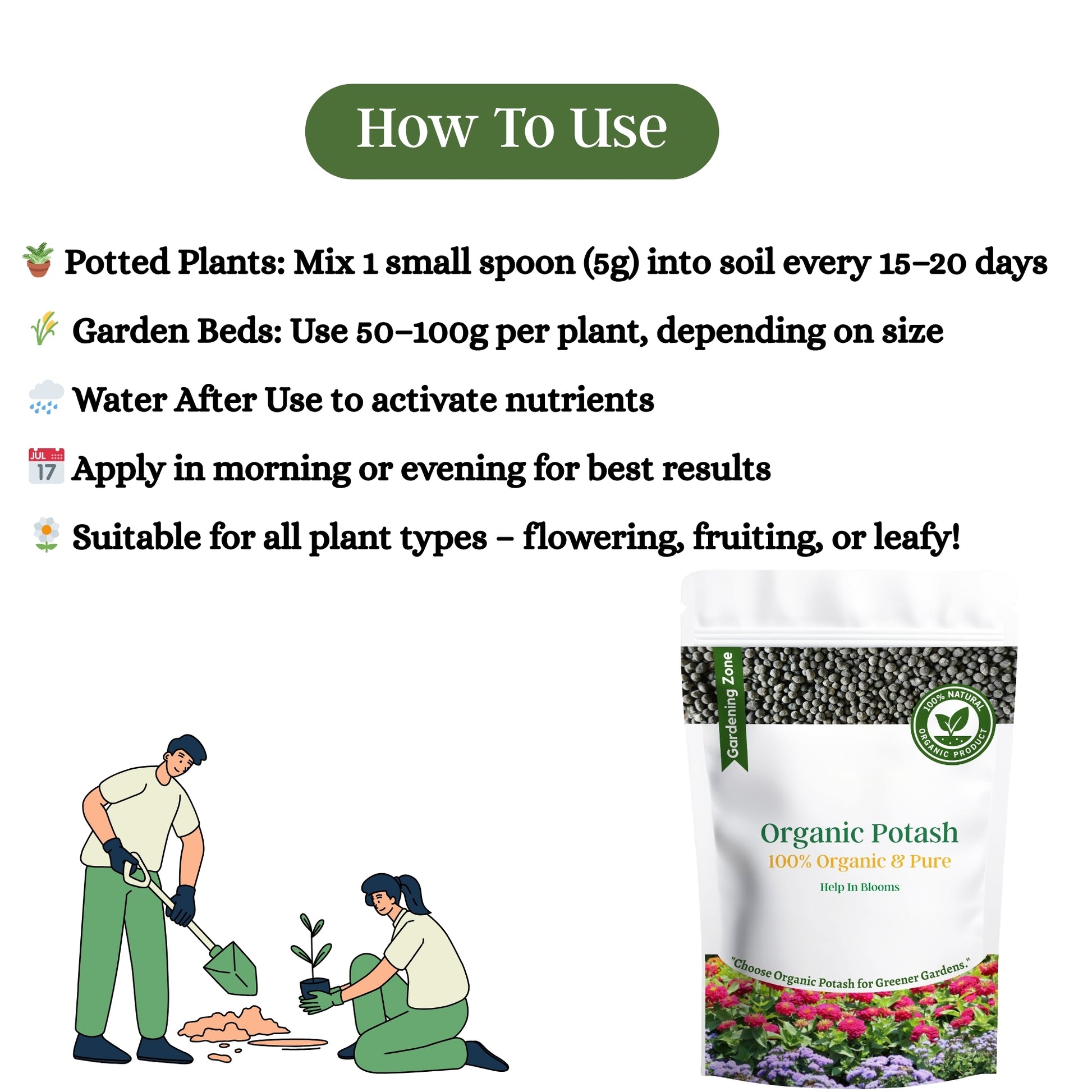 Gardening Zone 400Gram Organic Potash Granules – Boosts Flowering & Fruiting
