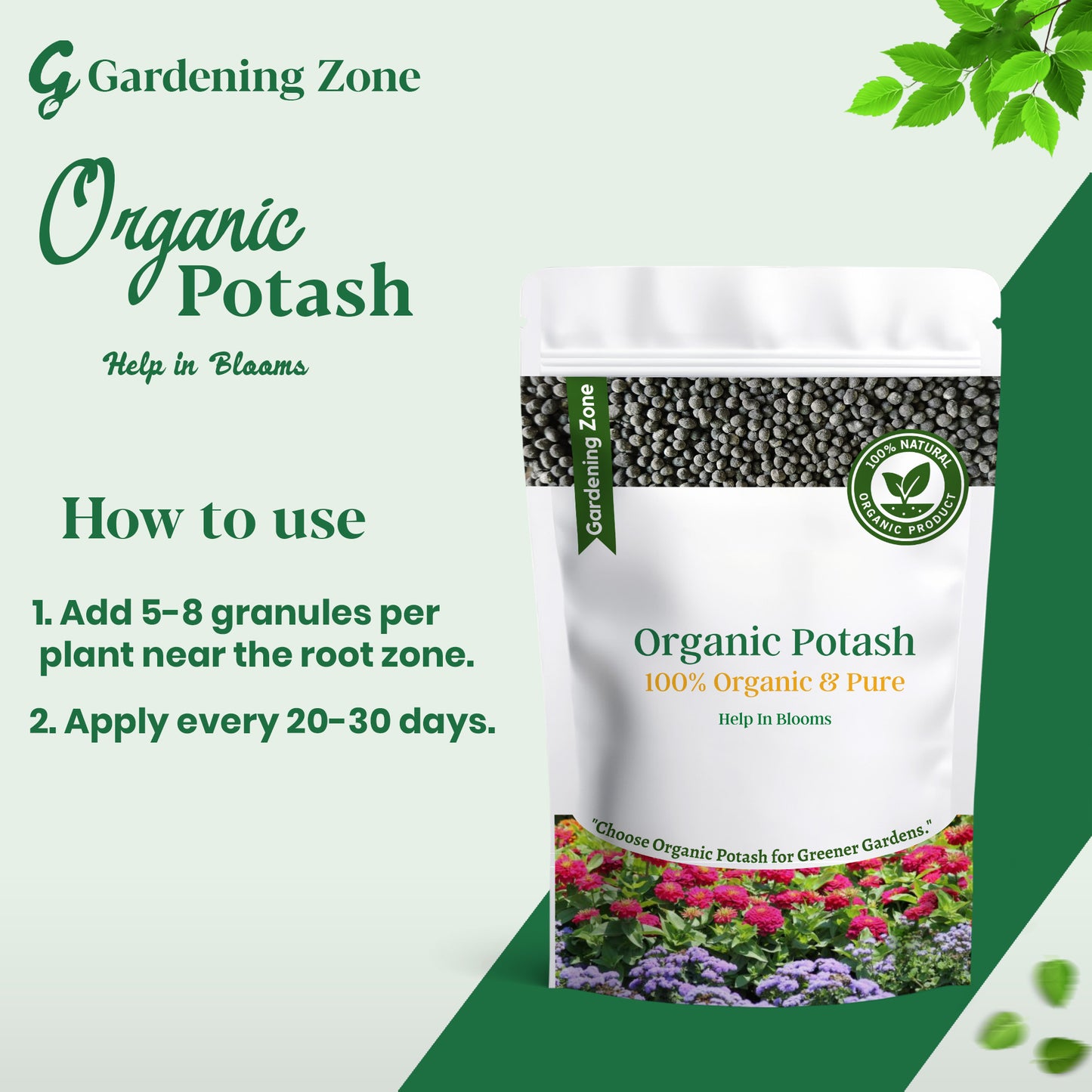 Gardening Zone Organic Potash Granules – Boosts Flowering & Fruiting