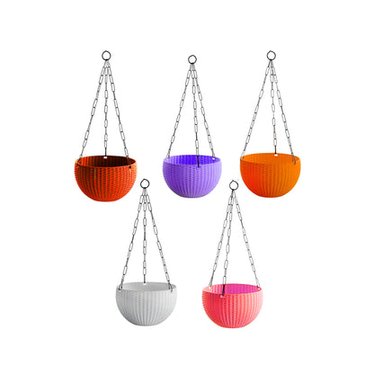 Gardening Zone High Quality 6-Inch Euro Baskets with Chain - Pack of 5, Mixed Colors"
