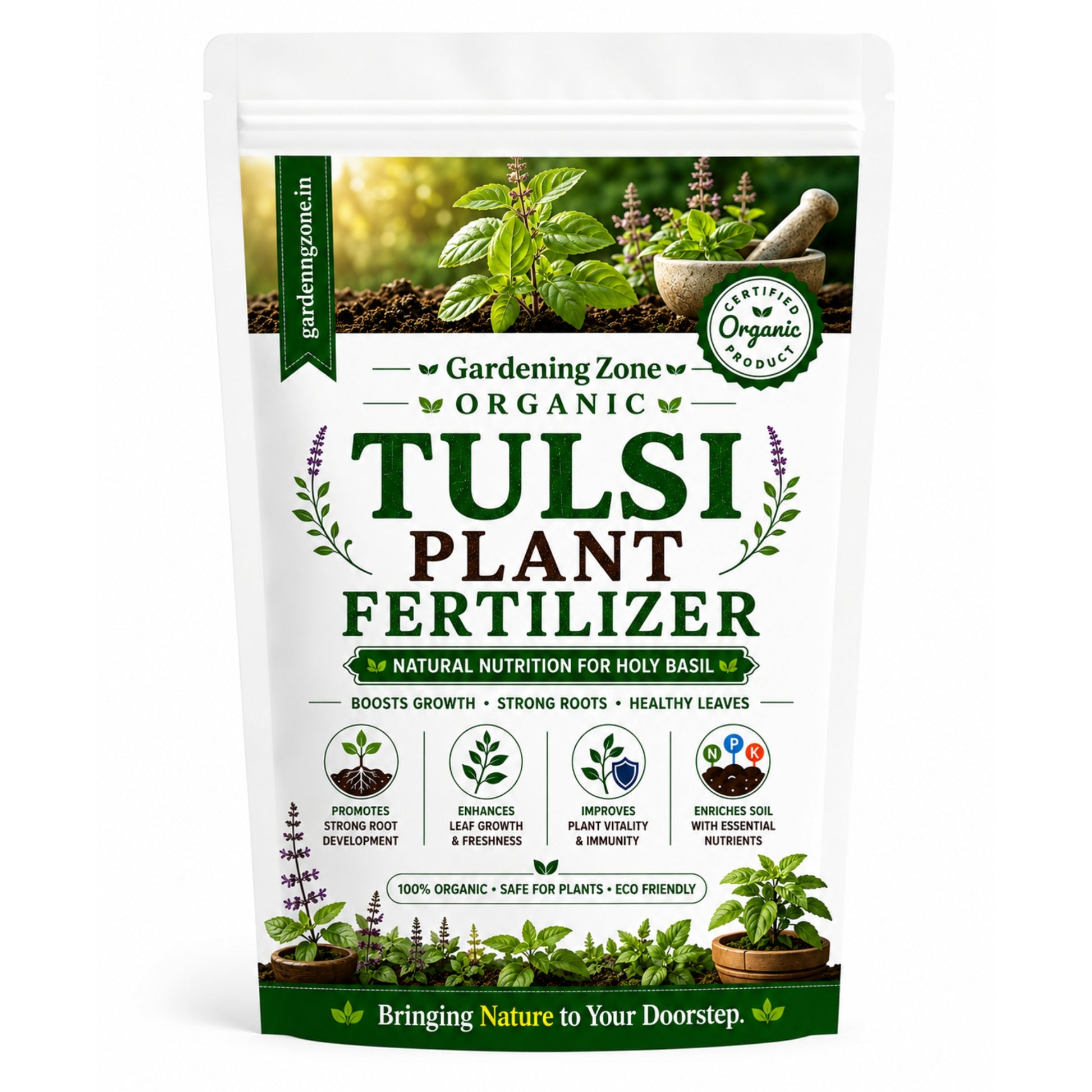 Gardening Zone Premium Tulsi Plant Fertilizer – 100% Organic Growth Booster for Healthy & Lush Tulsi 🌱