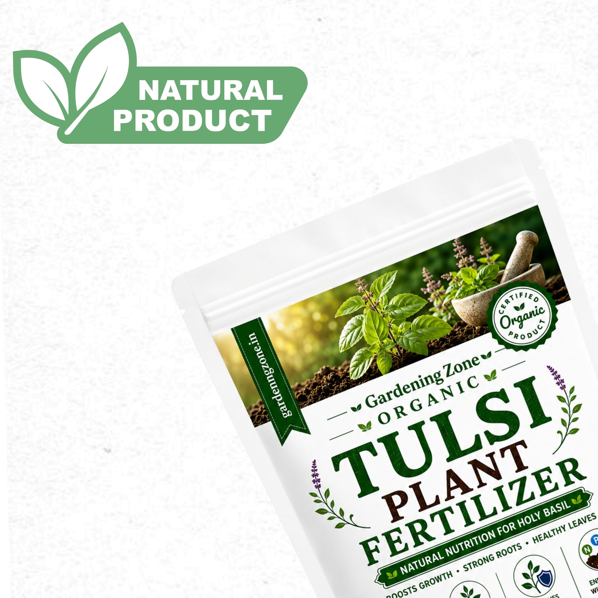Gardening Zone Premium Tulsi Plant Fertilizer – 100% Organic Growth Booster for Healthy & Lush Tulsi 🌱