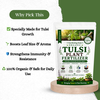 Gardening Zone Premium Tulsi Plant Fertilizer – 100% Organic Growth Booster for Healthy & Lush Tulsi 🌱