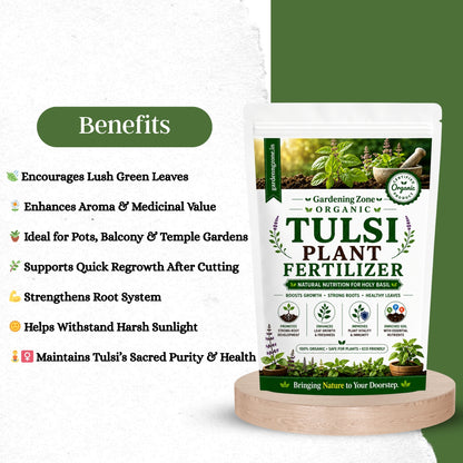 Gardening Zone Premium Tulsi Plant Fertilizer – 100% Organic Growth Booster for Healthy & Lush Tulsi 🌱