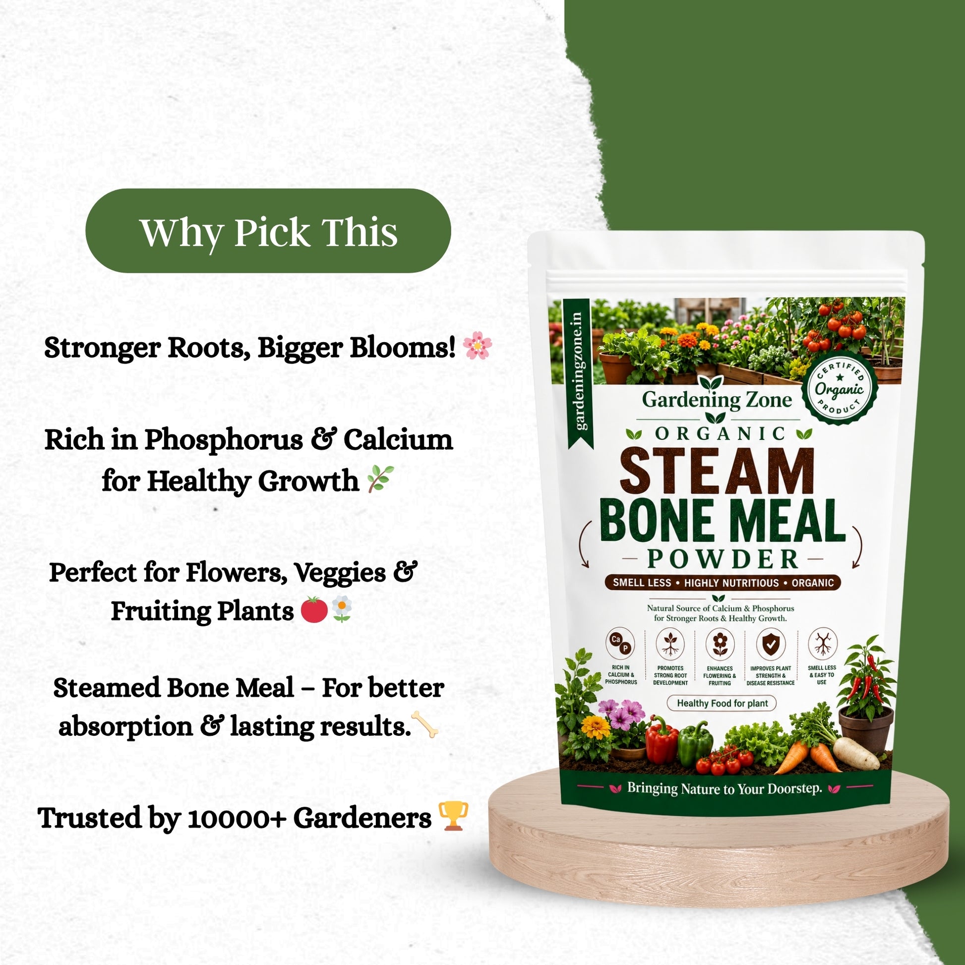 Gardening Zone Steam Bone Meal – Natural Phosphorus-Rich Fertilizer for Healthy Root Growth