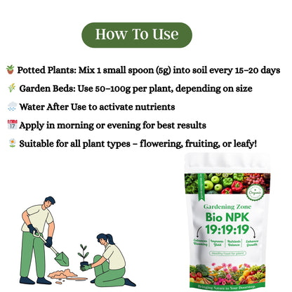 Gardening Zone 400Gram Bio NPK 19-19-19 – Complete Plant Nutrition for Faster Growth! 🌱✨