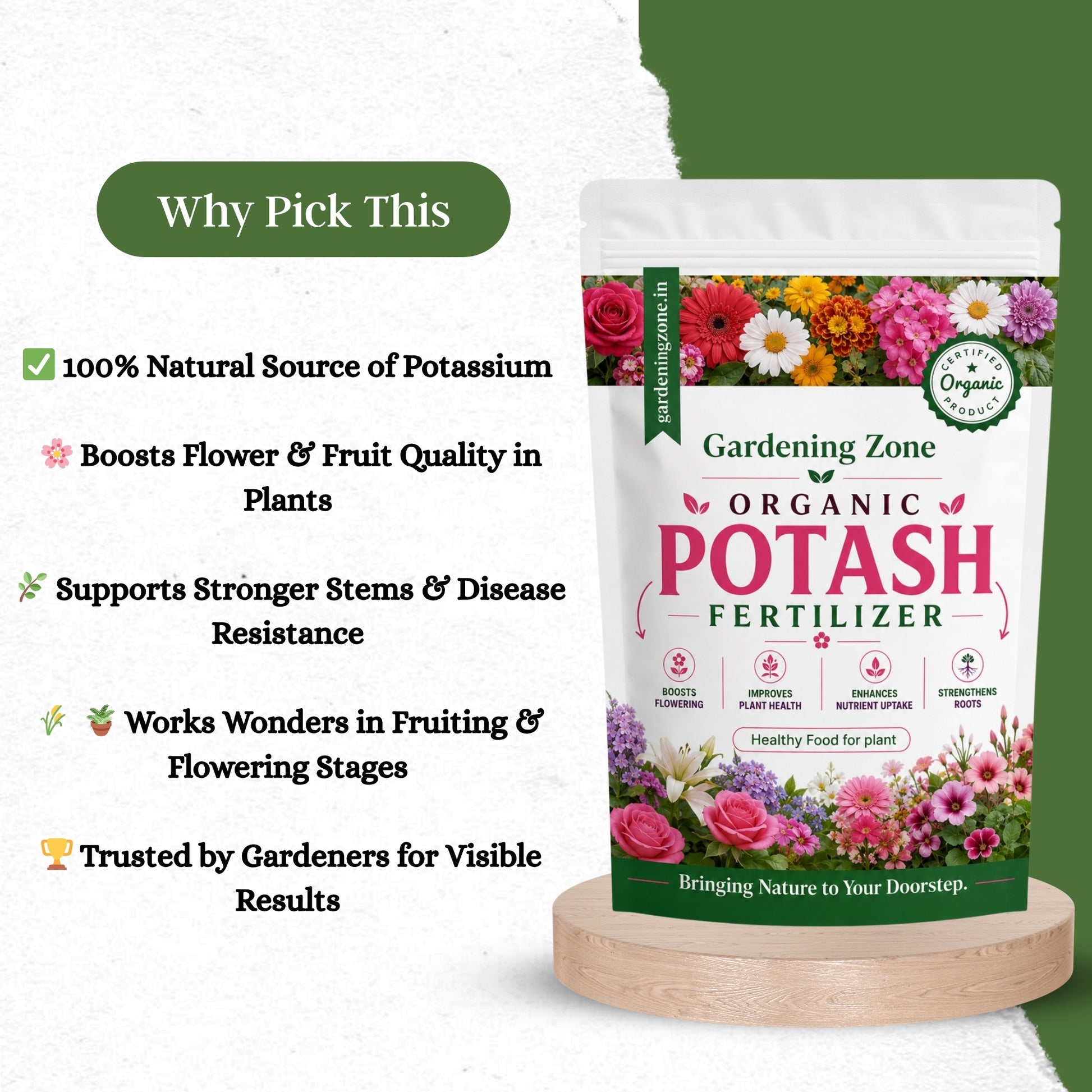Gardening Zone Organic Potash Granules – Boosts Flowering & Fruiting
