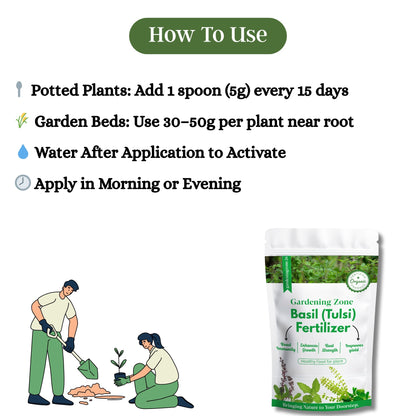 Gardening Zone Premium 400Gram Tulsi Plant Fertilizer – 100% Organic Growth Booster for Healthy & Lush Tulsi 🌱
