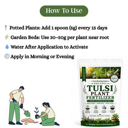 Gardening Zone Premium Tulsi Plant Fertilizer – 100% Organic Growth Booster for Healthy & Lush Tulsi 🌱