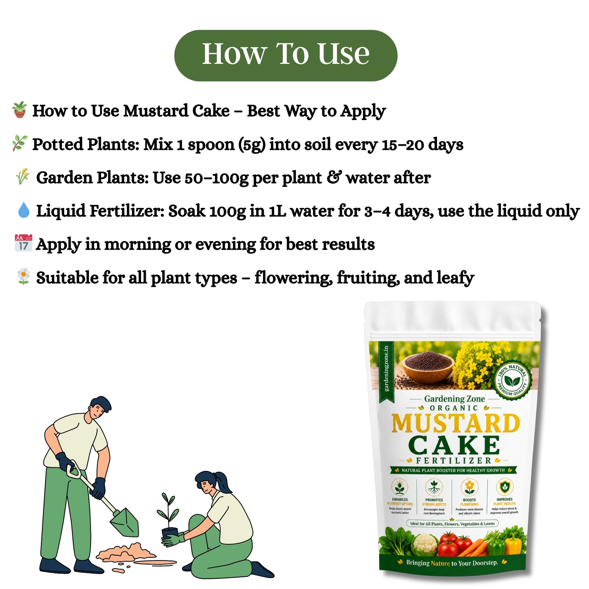 Gardening Zone Mustard Cake Fertilizer – Organic Soil Booster for Healthy Plants