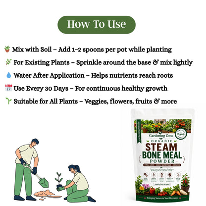Gardening Zone Steam Bone Meal – Natural Phosphorus-Rich Fertilizer for Healthy Root Growth