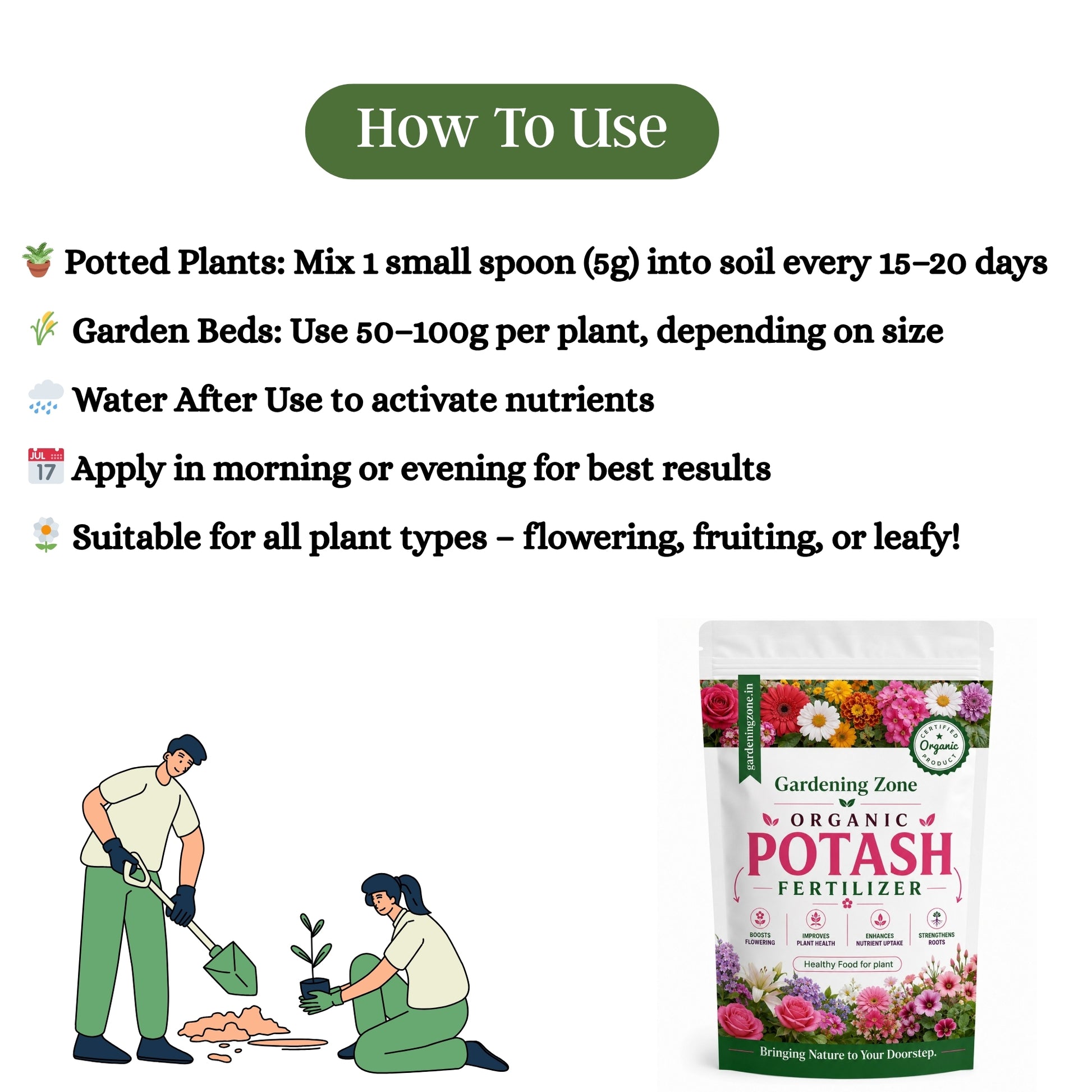 Gardening Zone Organic Potash Granules – Boosts Flowering & Fruiting